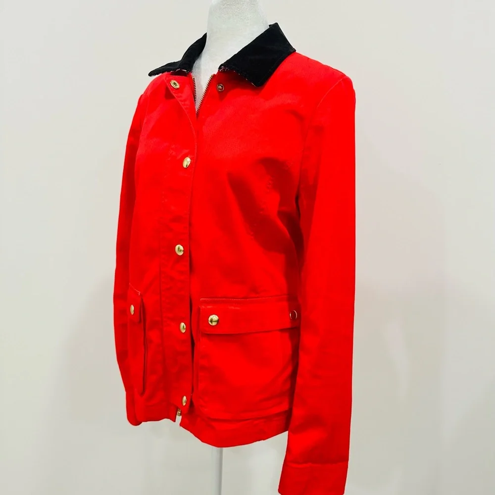 J Crew  Jacket Soft Red Collared Womens Size S Retail‎ $138 Lightweight